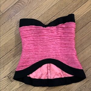 BUSTIER Pink silk with black trim